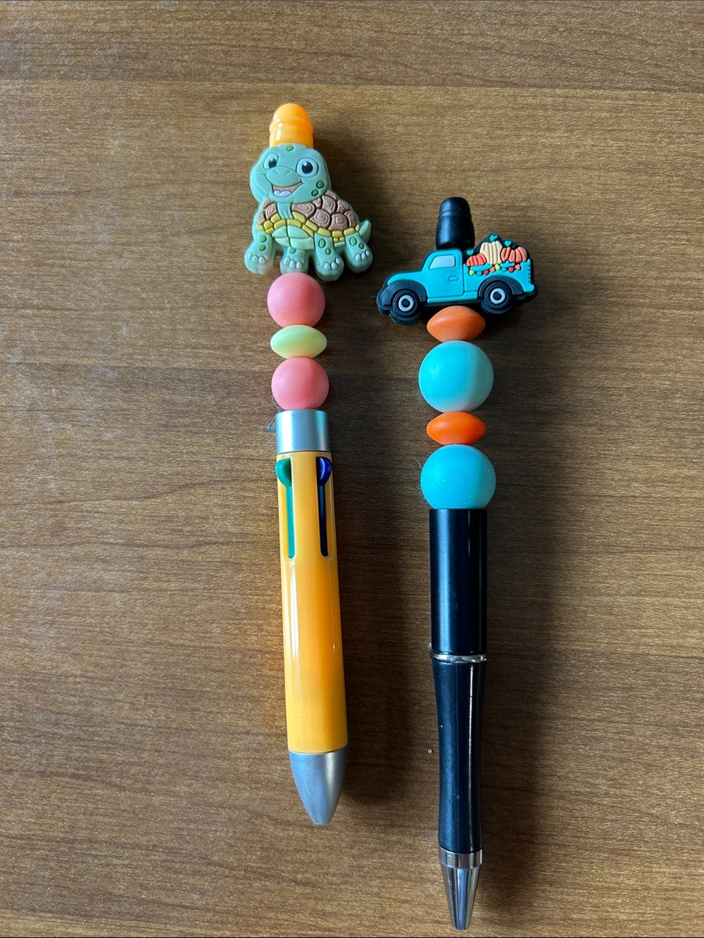 Playful Turtle & Truck Kids Pens - Green Turtle and Aqua Truck